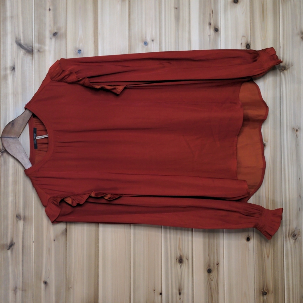 Scotch and Soda Ruffle Blouse in Burnt Orange size Small - Picture 1 of 11